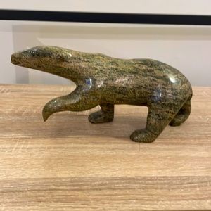 Carved Stone Inuit Polar Bear-signed